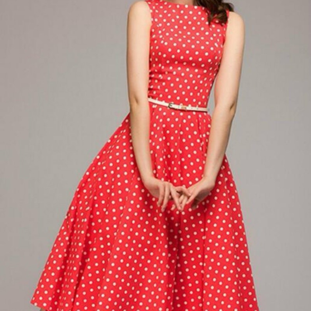 Jessica Howard Red and White Polka Dot Maxi Dress